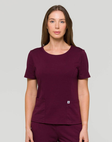 Timea - Athleisure Round Neck Slim Fit Scrub Top