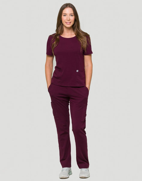 Timea - Athleisure Round Neck Slim Fit Scrub Top