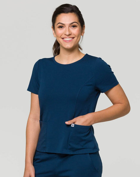 Timea - Athleisure Round Neck Slim Fit Scrub Top