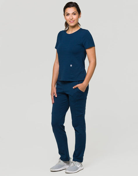 Timea - Athleisure Round Neck Slim Fit Scrub Top